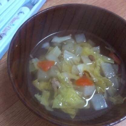 寒くなってきてスープはかかませんね！
挽き肉入りで美味しかったです。
